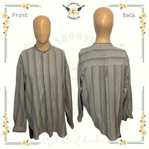Vintage Pavo By Lastrada Men's XL Long Sleeve Button Shirt Gray White Stripe